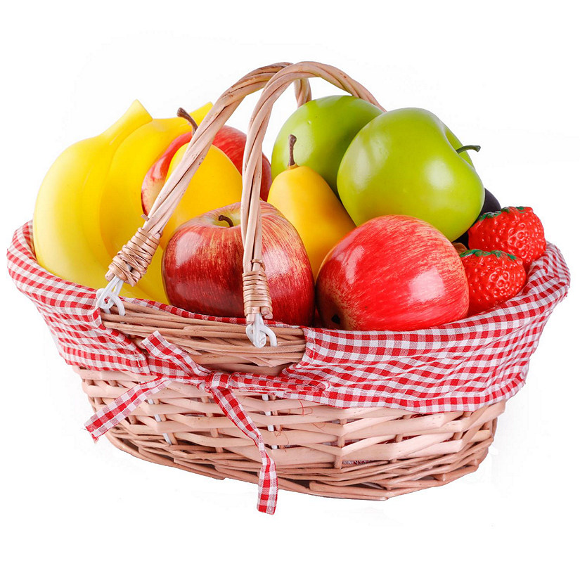 Wickerwise Oval Willow Basket with Double Drop Down Handles, Set of 3 Red Image