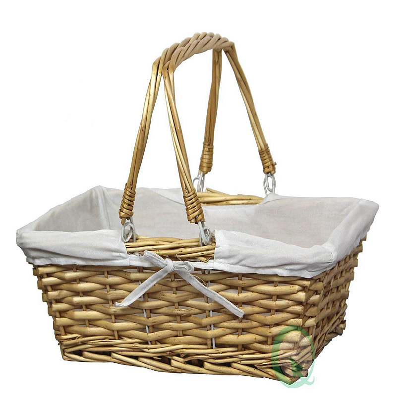 Wickerwise Rectangular Willow Basket with White Fabric Lining Image