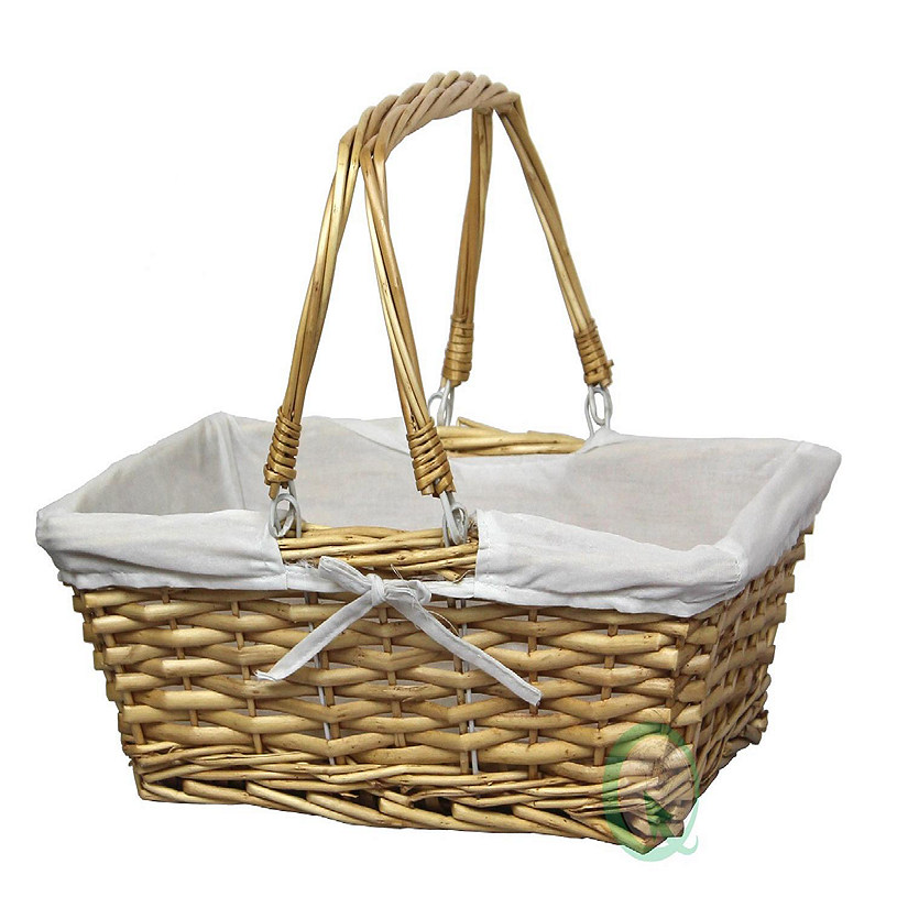Wickerwise Rectangular Willow Basket with White Fabric Lining