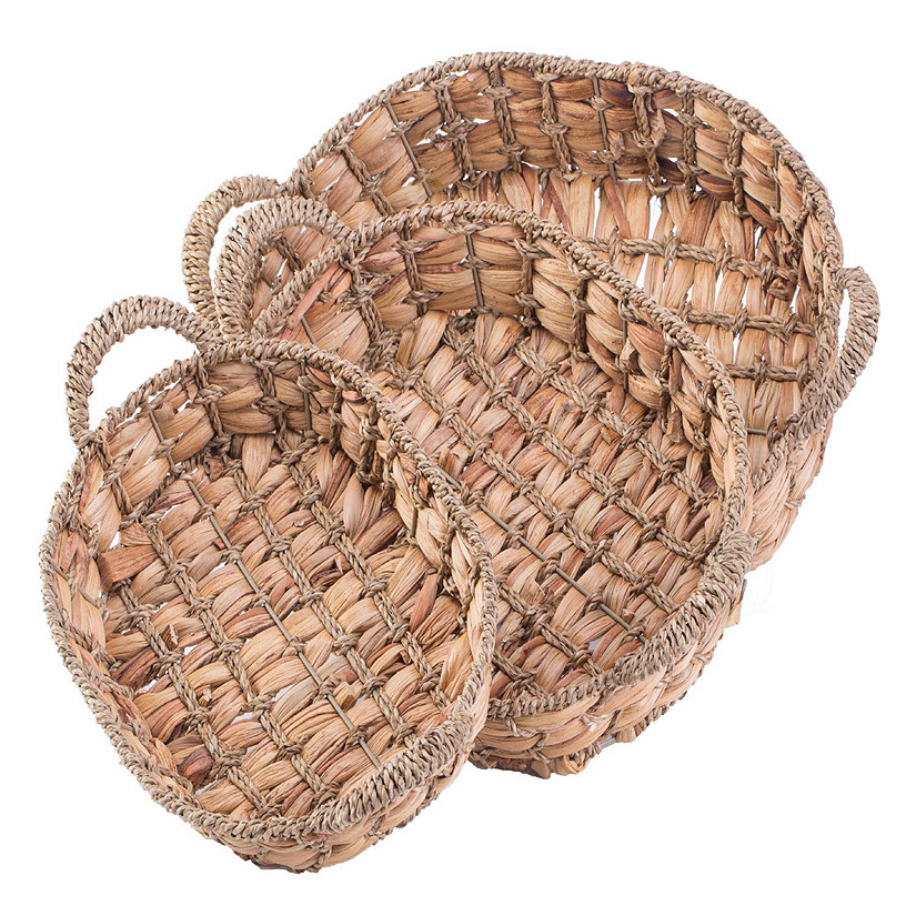 Wickerwise Seagrass Fruit Bread Basket Tray with Handles, Set of 3 Image