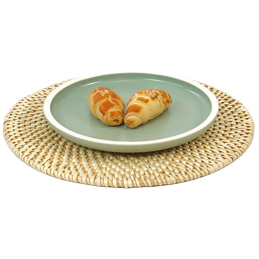 Wickerwise Set of 4 Decorative Round 9.5"" Natural Woven Handmade Rattan Placemats Image