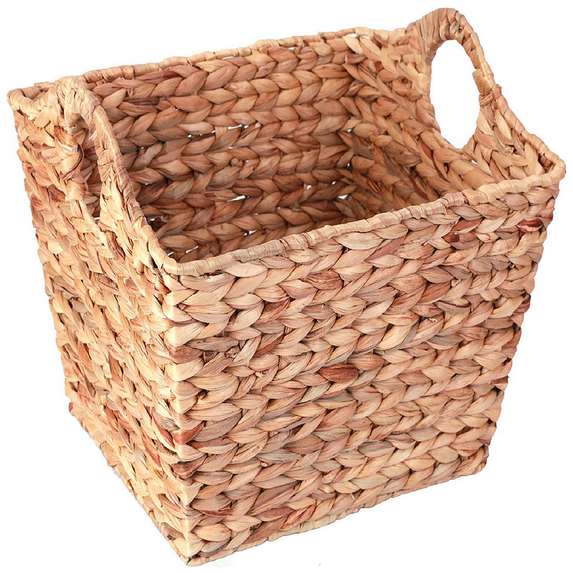 Wickerwise Water Hyacinth Rectangular Wicker Storage Baskets with Cutout Handles, Large Image