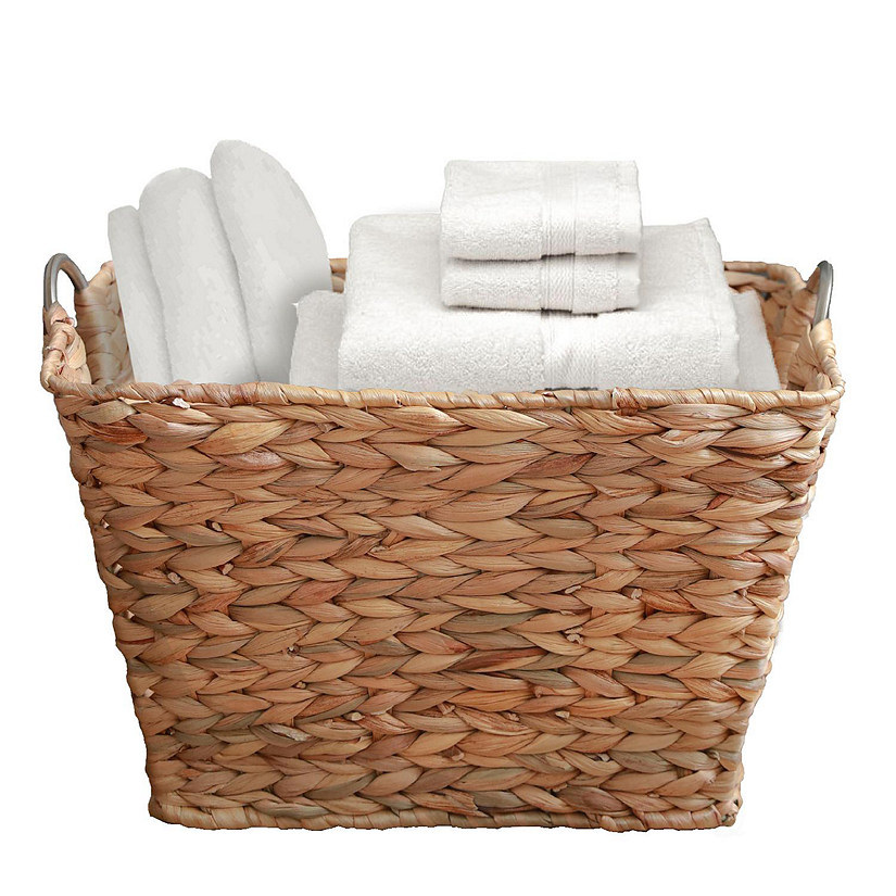 Wickerwise Water Hyacinth Wicker Large Square Storage Laundry Basket with Handles Image