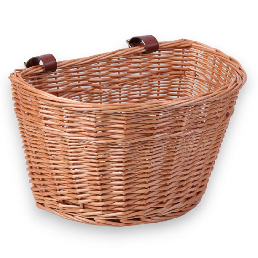 Wickerwise Wicker Front Bike Basket Universal Handlebar Mount Brown Image