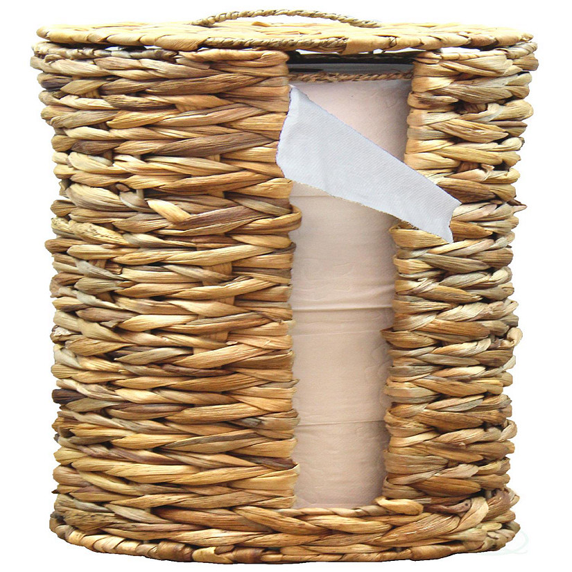 Wickerwise Wicker Water Hyacinth Tall Toilet Tissue Paper Holder for 4 wide rolls Image