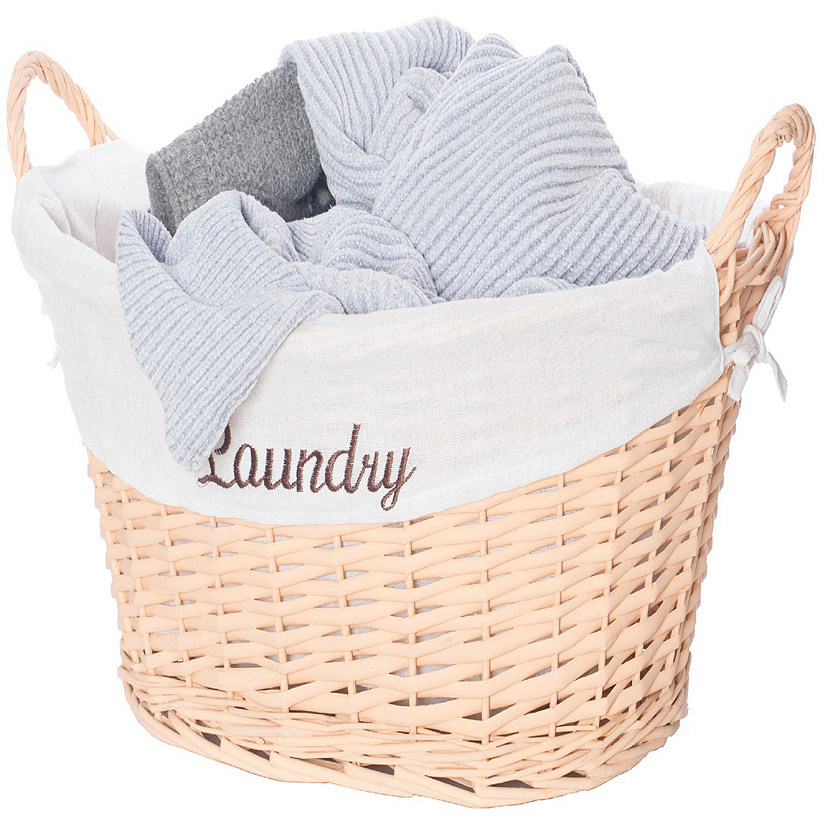 Wickerwise Willow Laundry Hamper Basket with Liner and Side Handles Image