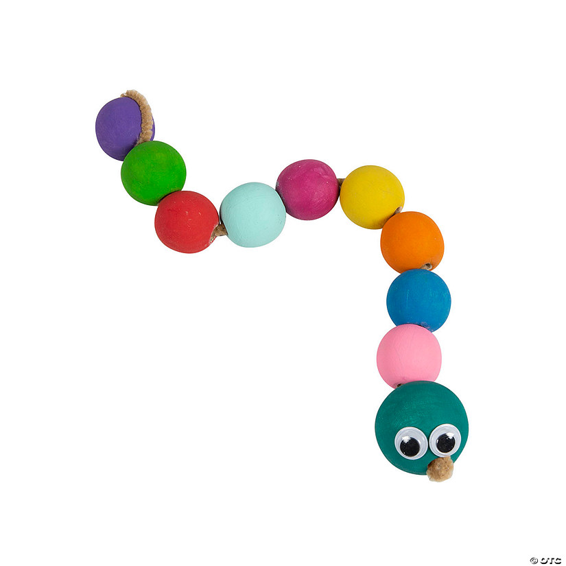 Wiggling Wooden Bead Worm Craft Kit - Makes 6 Image