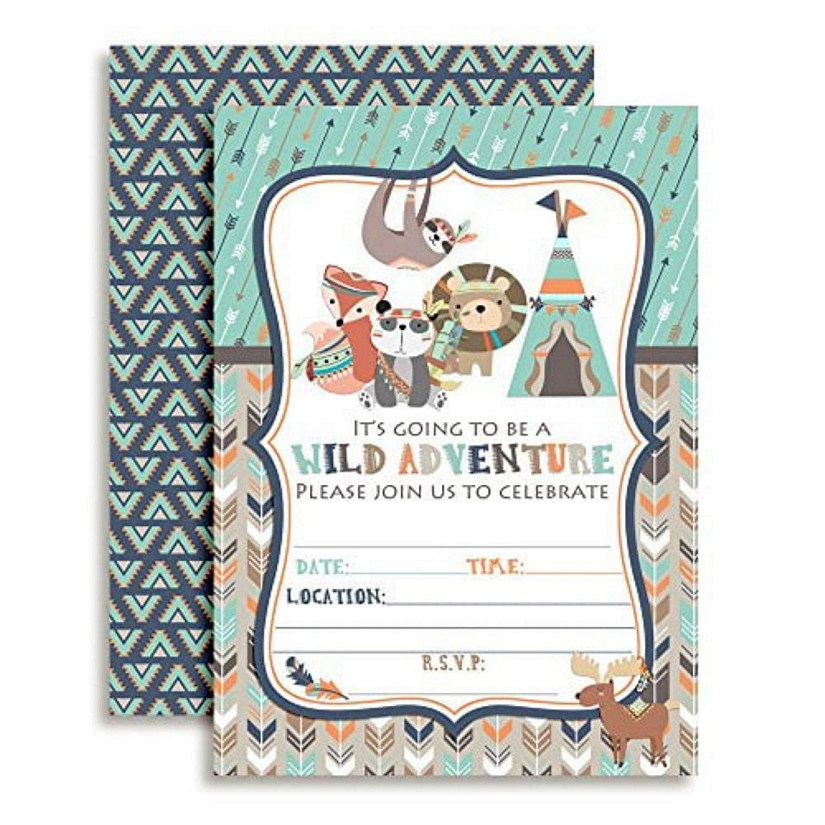 Wild Adventure Tribal Birthday Invitations 40pcs. by AmandaCreation Image