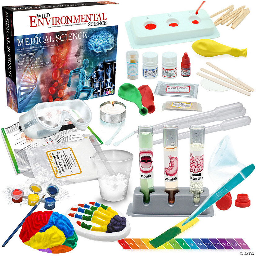 WILD ENVIRONMENTAL SCIENCE Medical Science - STEM Kit for Ages 8+ - Make a Test-Tube Digestive System, Extract DNA, Create Anatomical Models and More! Image