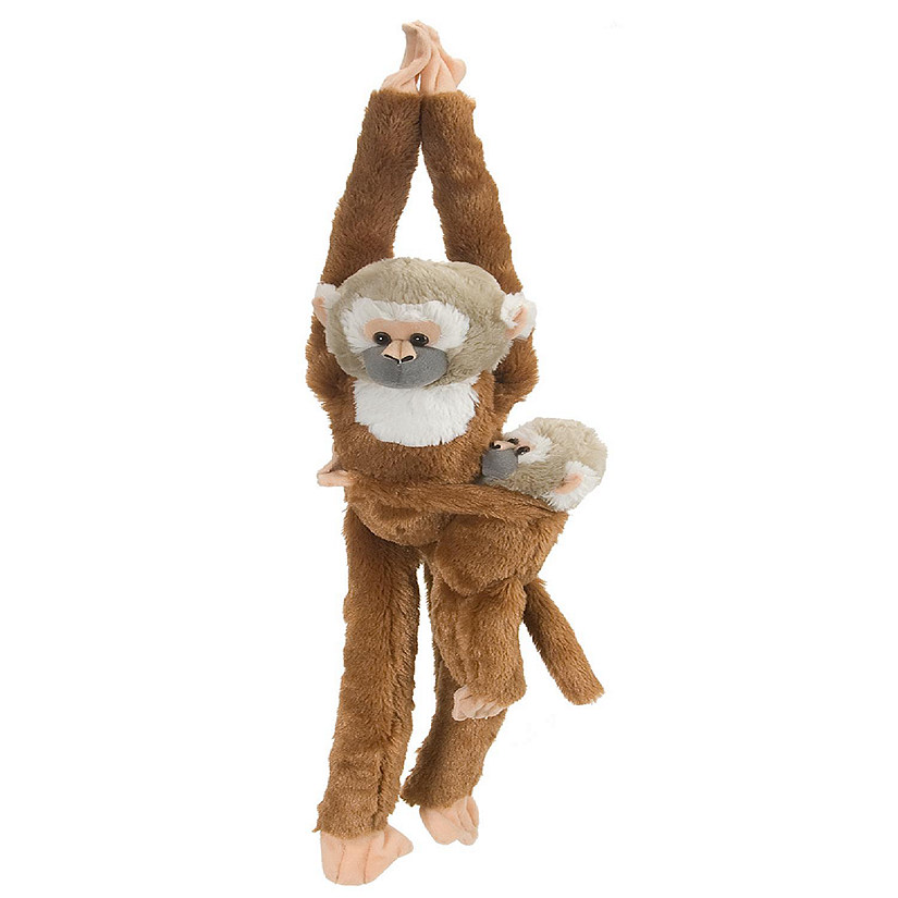 Wild Republic Hanging Monkey With Baby Squirrel Monkey Stuffed Animal, 20 Inches Image