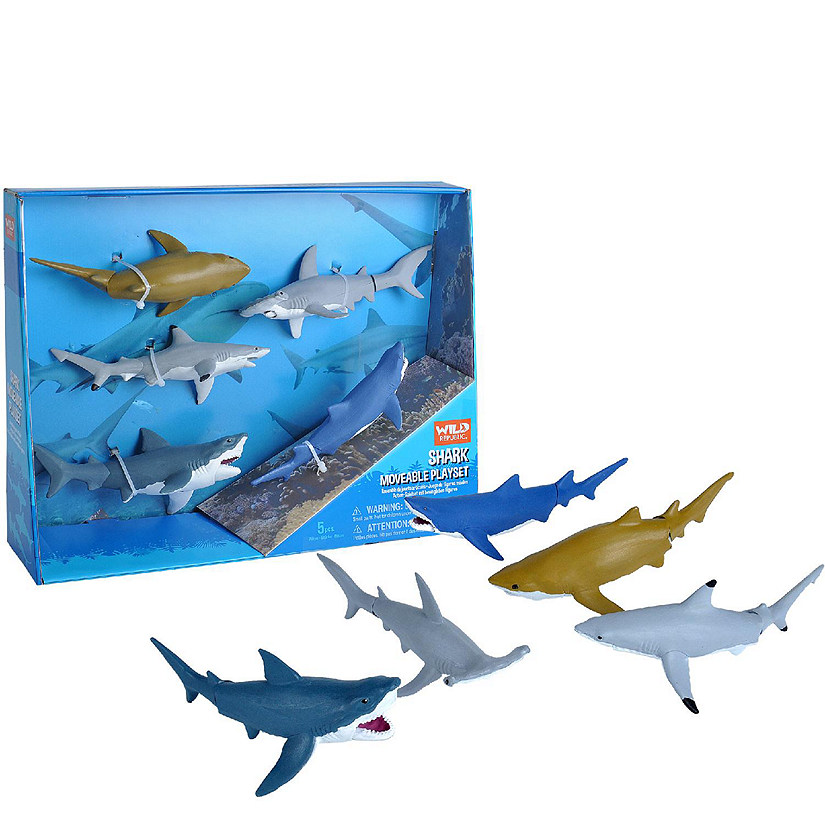 Wild Republic Moveable Box Set Shark Figurines, 5 Pieces Image