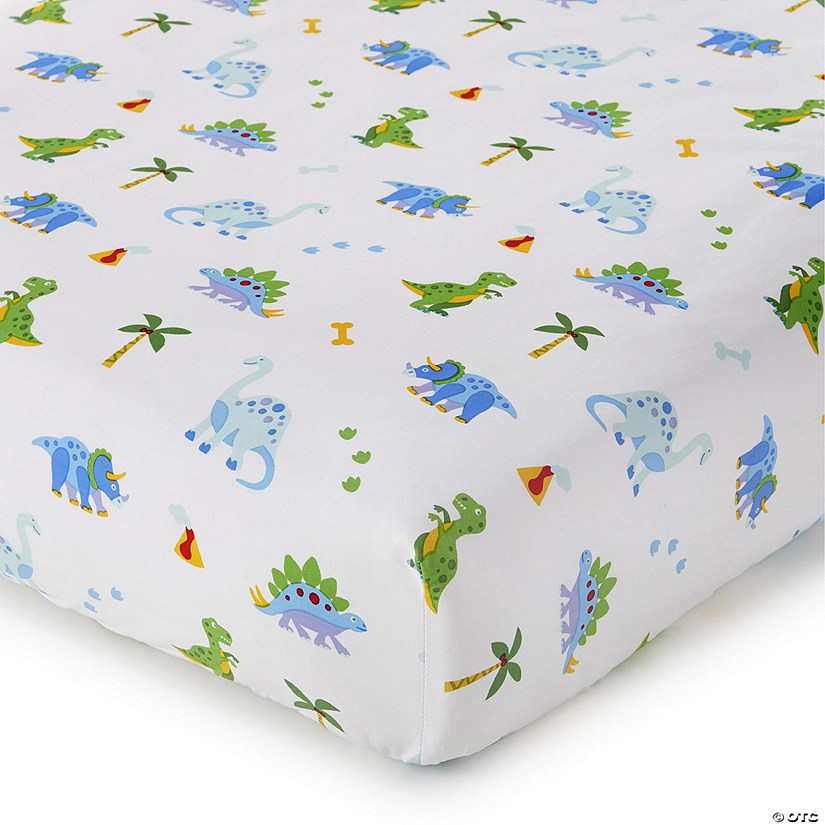 Wildkin Dinosaur Land 100% Cotton Flannel Fitted Crib Sheet Image