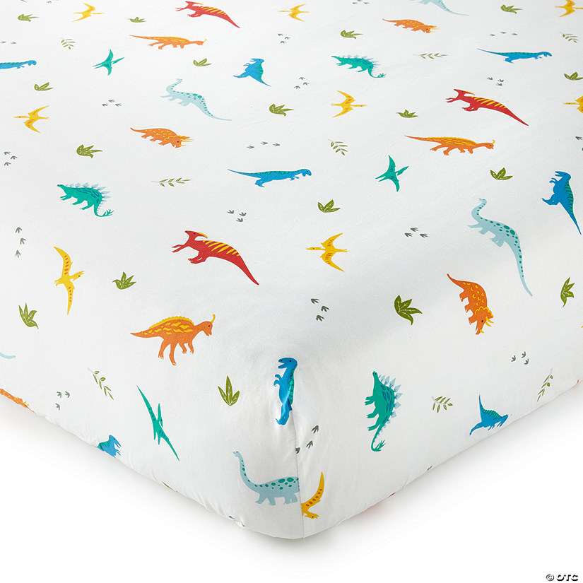 Wildkin Jurassic Dinosaurs 100% Cotton Flannel Fitted Crib Sheet Image