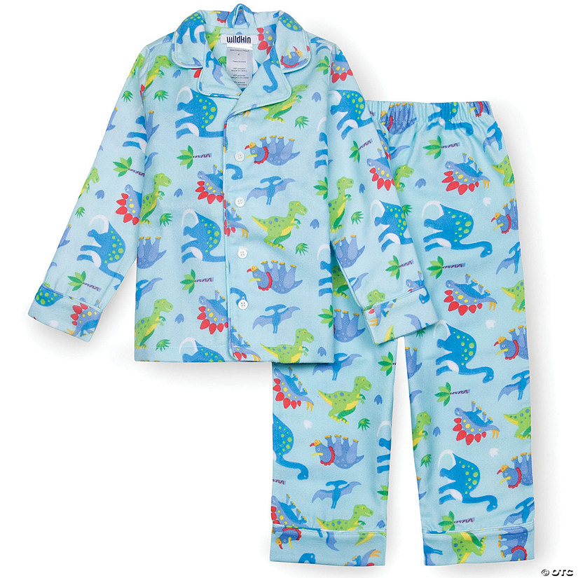 Wildkin Kids Dinosaur Land Flannel Pajamas, Sizes 2T-8 Image