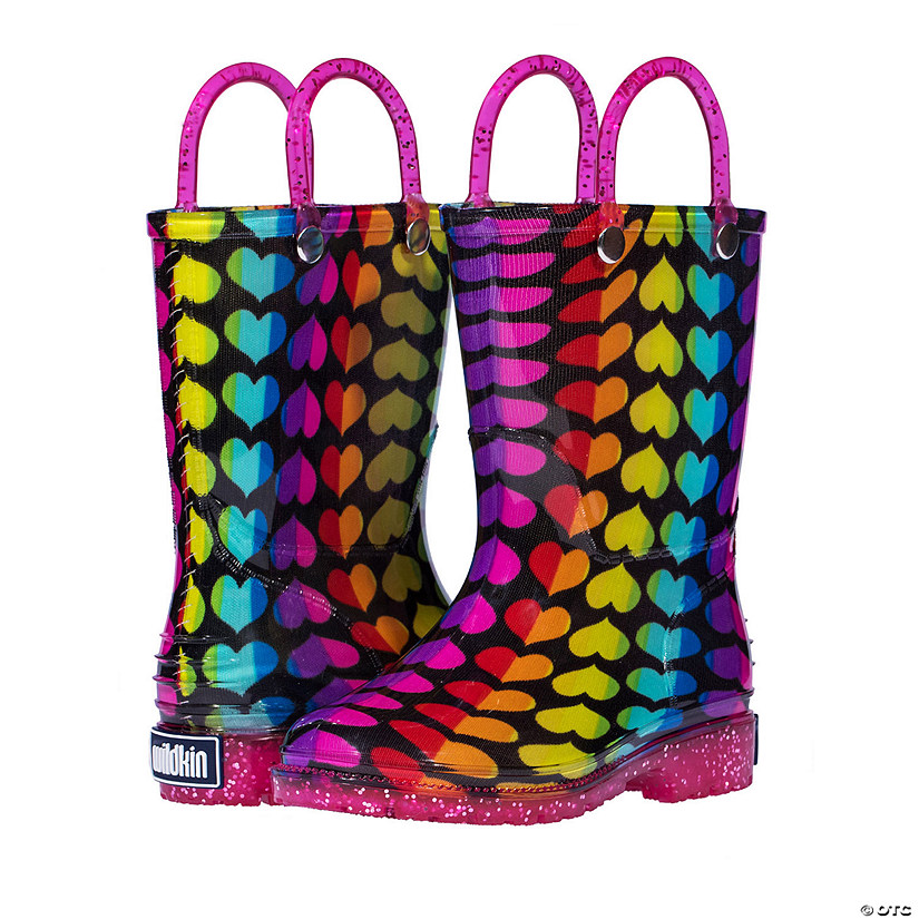 Wildkin Kids Rainbow Hearts Rain Boots, size  11 Image