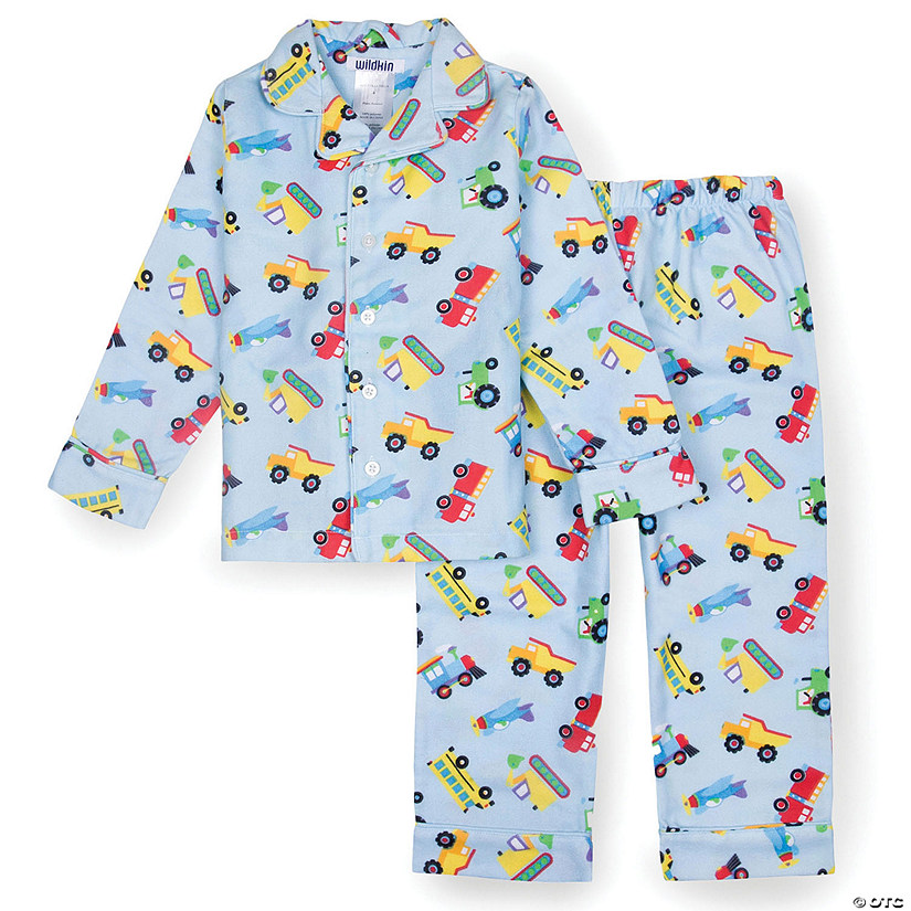 Wildkin Kids Trains, Planes and Trucks Flannel Pajamas, Sizes 2T-8 Image