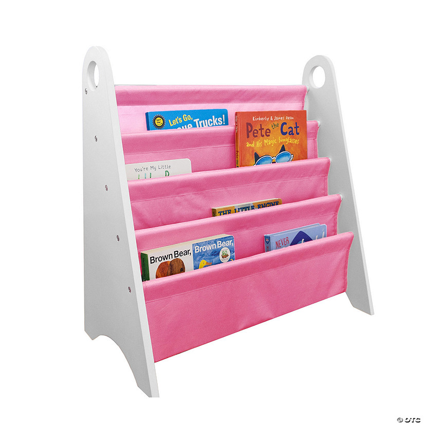 Wildkin Modern Sling Bookshelf- White with Pink Image