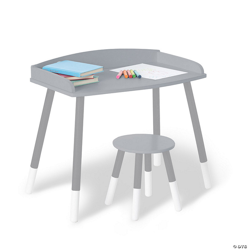Wildkin Modern Study Desk and Stool Set - Gray with White Image