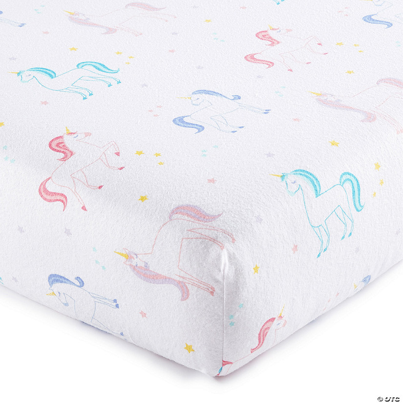 Wildkin Unicorn 100% Cotton Flannel Fitted Crib Sheet Image
