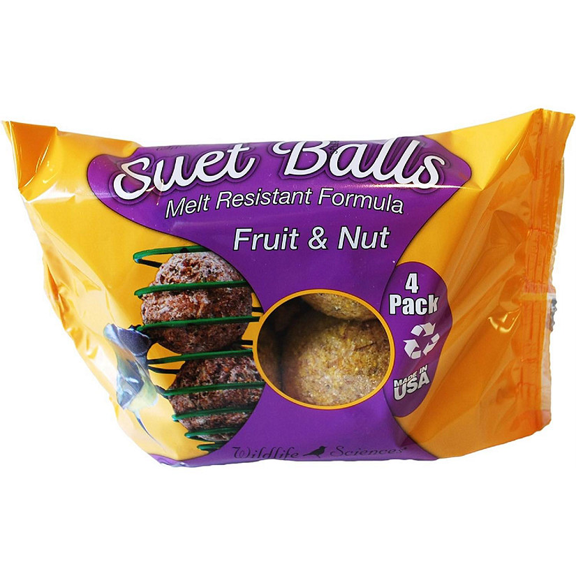 Wildlife Sciences Fruit and Nut Suet Balls For Wild Birds, Melt Resistant Formula 4 Per Pack Image