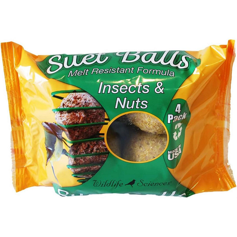 Wildlife Sciences Insects and Nuts Suet Balls For Wild Birds, Melt Resistant Formula 4 Per Pack Image