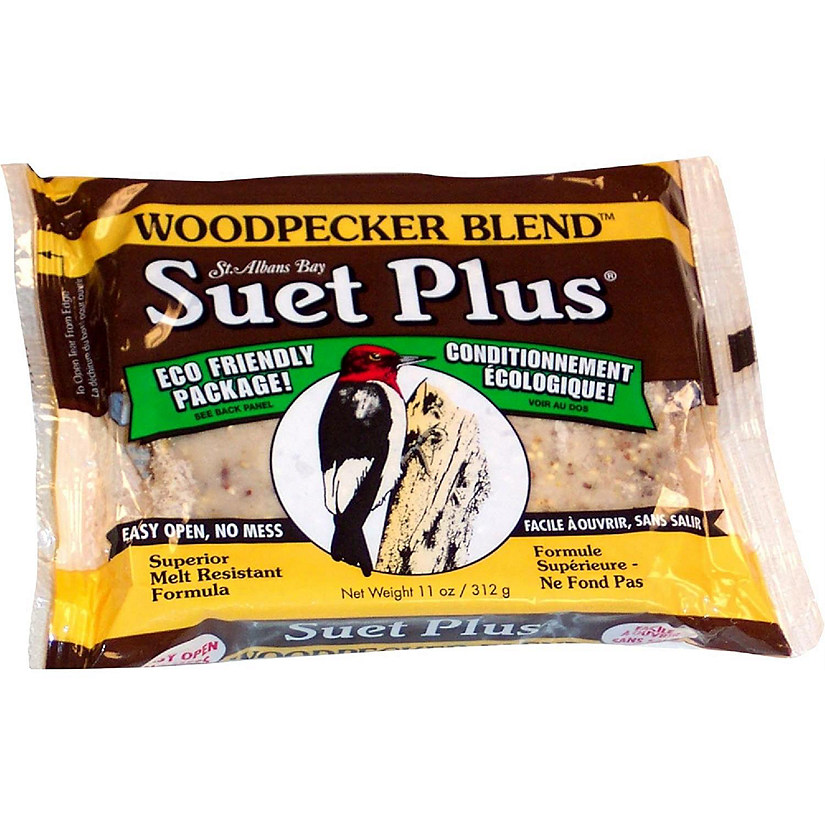 Wildlife Sciences Woodpecker Blend Suet Plus Bird Feed, Melt Resistant Formula, 11oz Single Cake Image