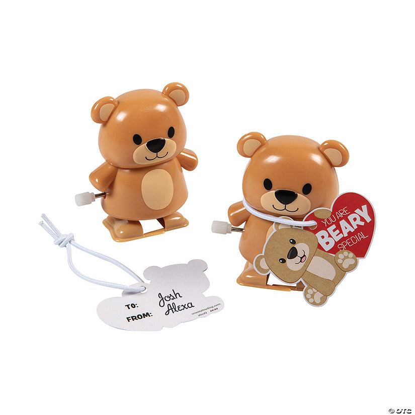 Wind-Up Teddy Bear Toy Valentine Exchanges with Card for 12 Image
