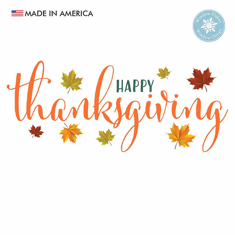 Window Flakes Large Fall Thanksgiving Banner Window Cling Decal. Double Sided Image
