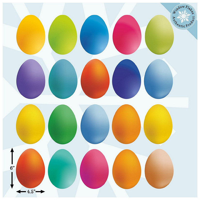 WINDOW FLAKES WINDOW CLINGS - 20 COLORFUL EASTER EGGS Image