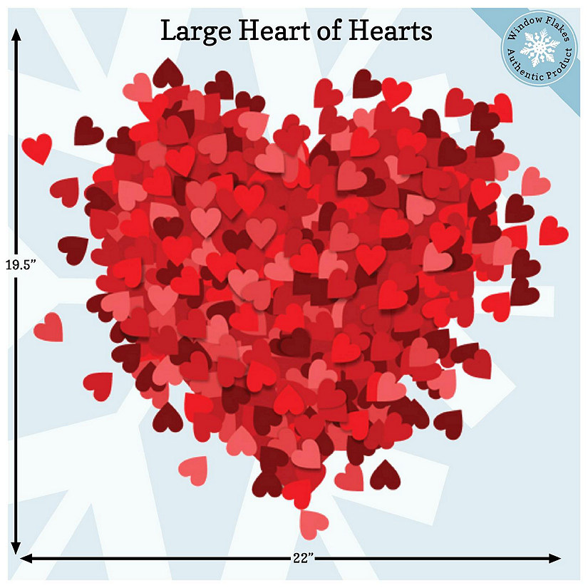 WINDOW FLAKES WINDOW CLINGS - LARGE HEART OF HEARTS VALENTINE DECORATION Image