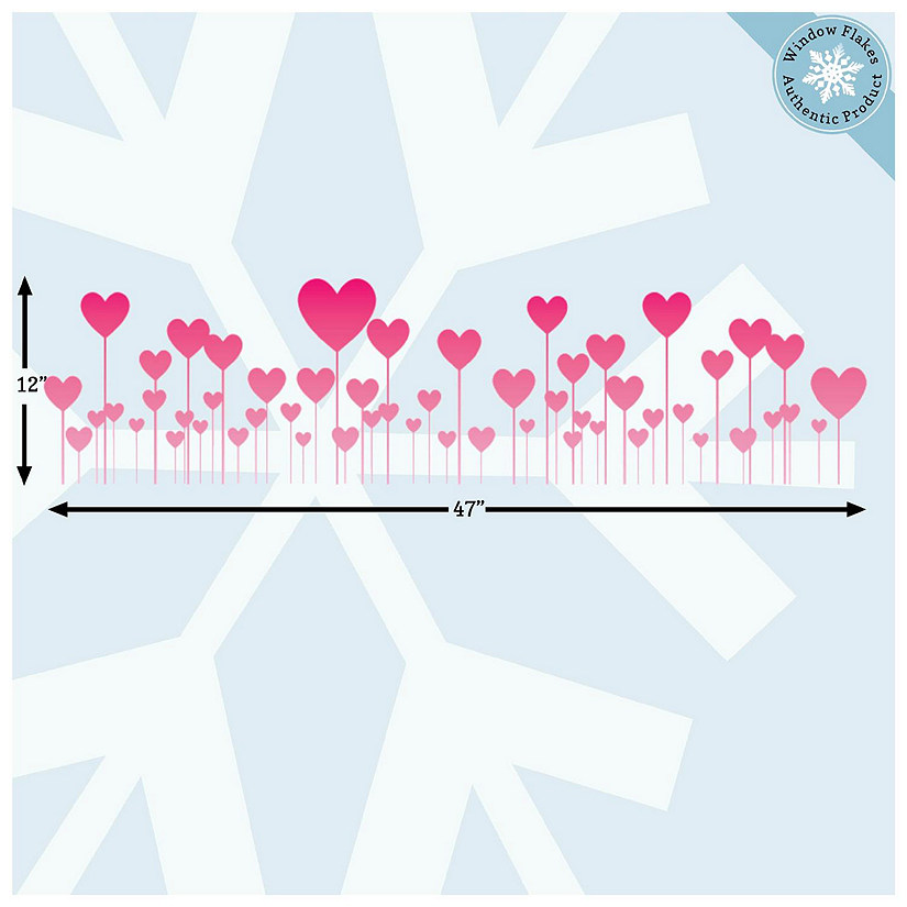 WINDOW FLAKES WINDOW CLINGS - PINK FLOATING HEARTS BORDER Image