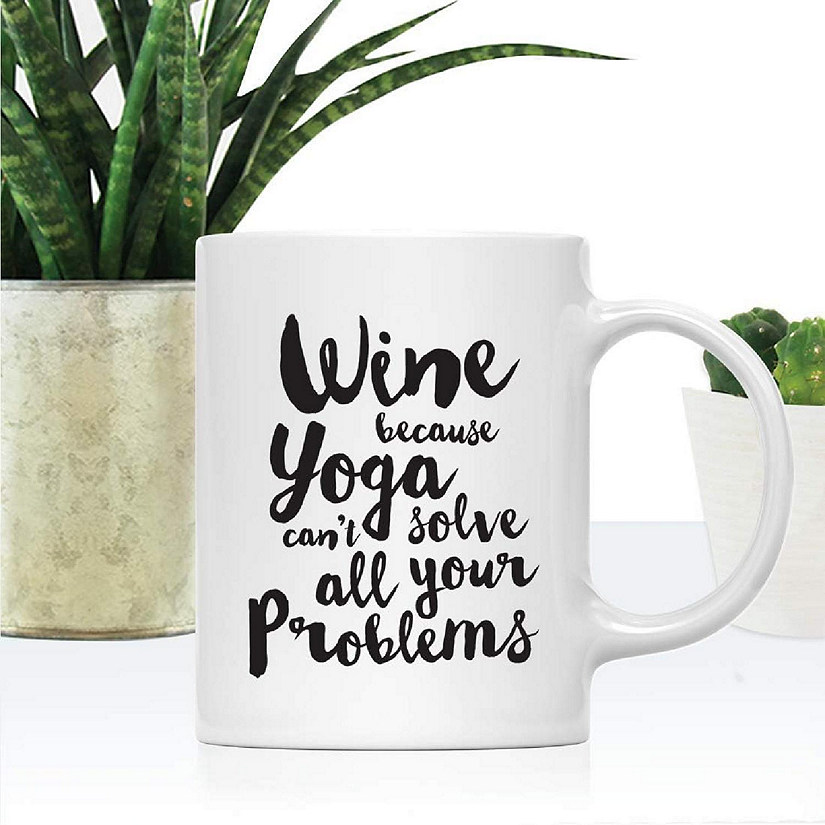 Wine &amp; Yoga Problems Ceramic Mug Image