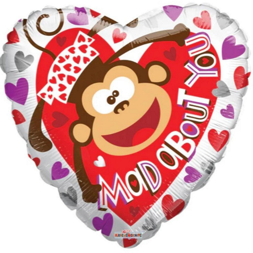 Winner Party - 18" - Multicolour - Heart Shaped Monkey Balloon Image