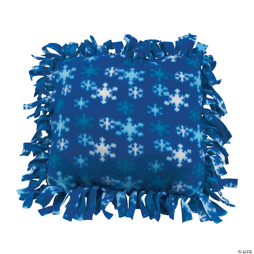 Winter Blue & White Snowflake Fleece Tied Pillow Craft Kit - Makes 6 Image