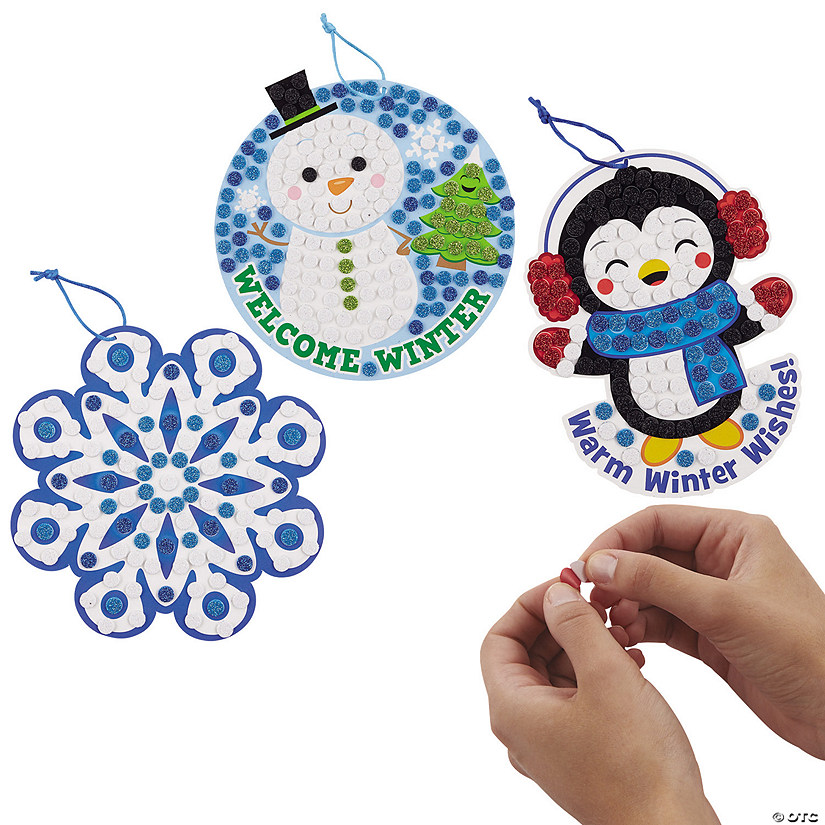 Winter Glitter Mosaic Craft Kit Assortment Makes 36