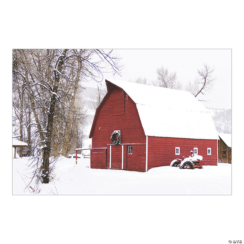 Winter Red Barn Backdrop Oriental Trading