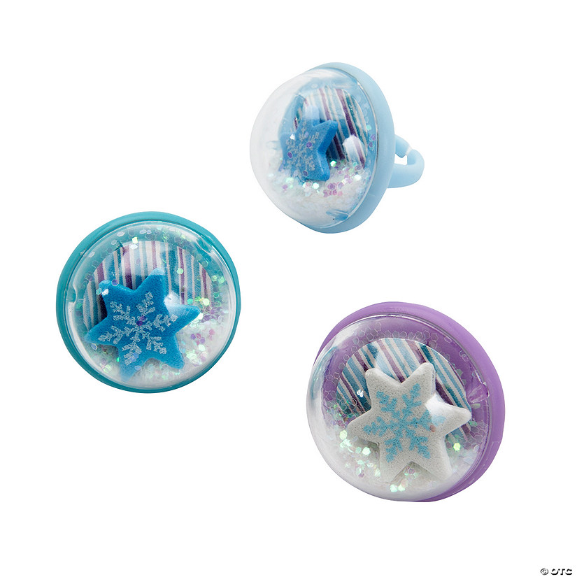 Winter Snow Globe Rings - 12 Pc. Image