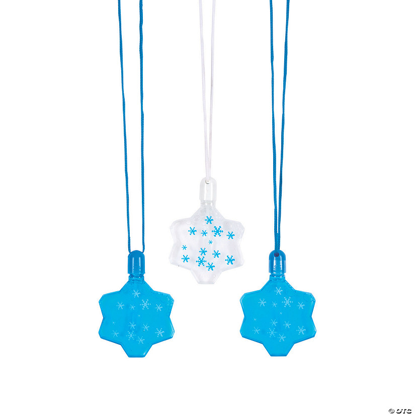 Winter Snowflake Bubble Bottle Necklaces - 12 Pc. Image