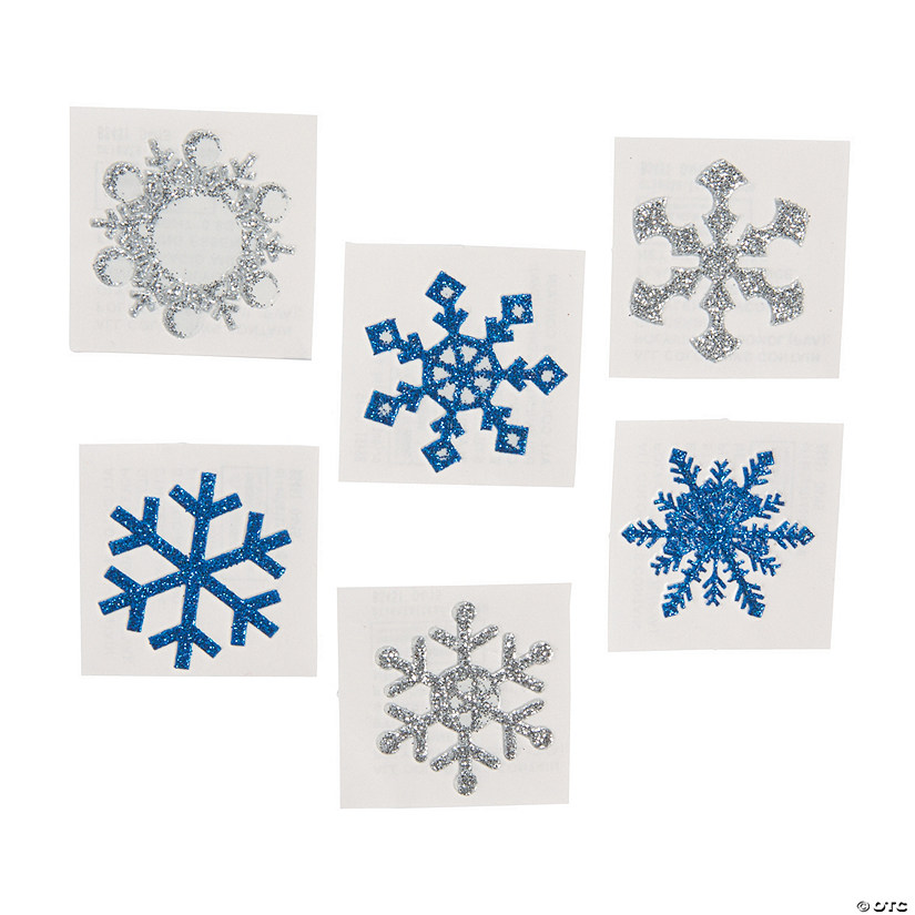 Winter Snowflake Glitter Temporary Tattoo Stickers- 12 Pc. Image