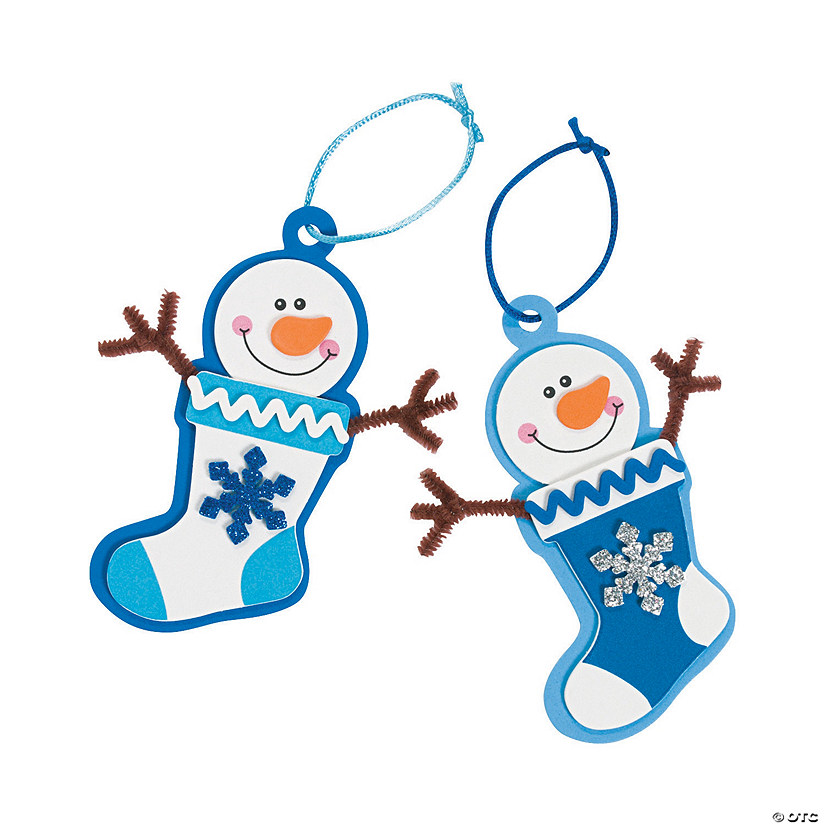 Winter Snowman Stocking Christmas Ornament Craft Kit - Makes 12 Image