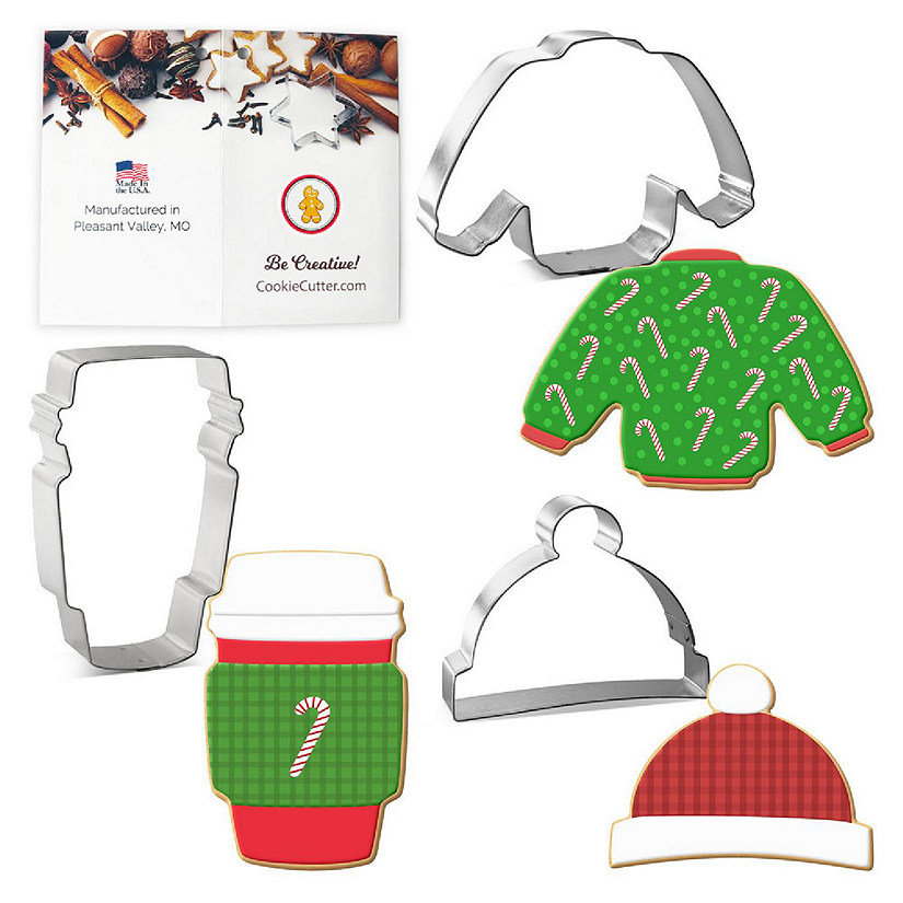 Winter Sweater Latte Cap Cookie Cutter 3 Pc Set HS0461 Image