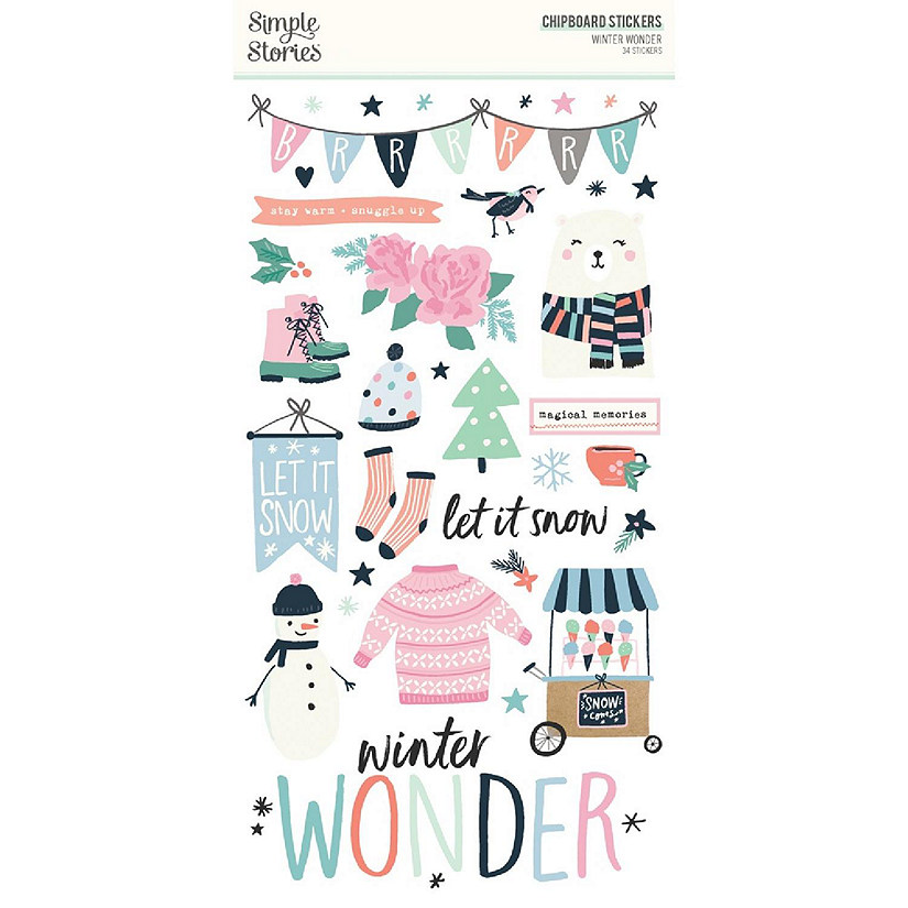Winter Wonder Chipboard Stickers 6"X12"-34/Pkg Image