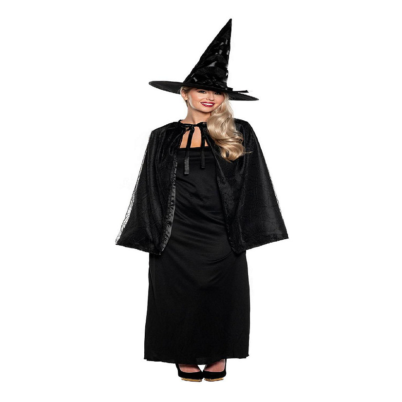 Witch Cape and Hat Adult Costume Set  Black Image