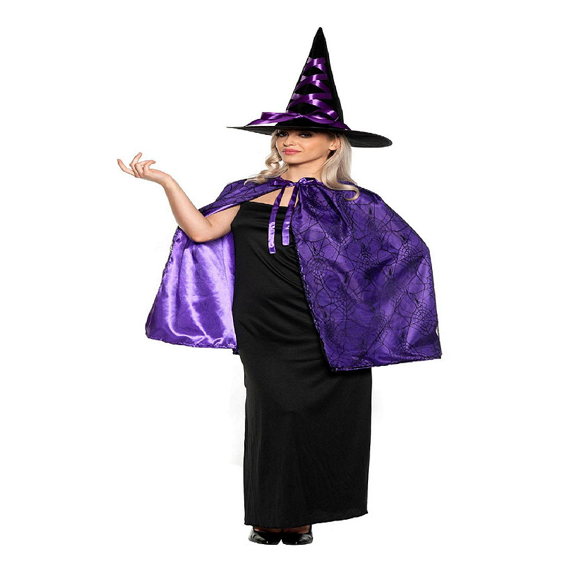 Witch Cape and Hat Adult Costume Set  Purple Image