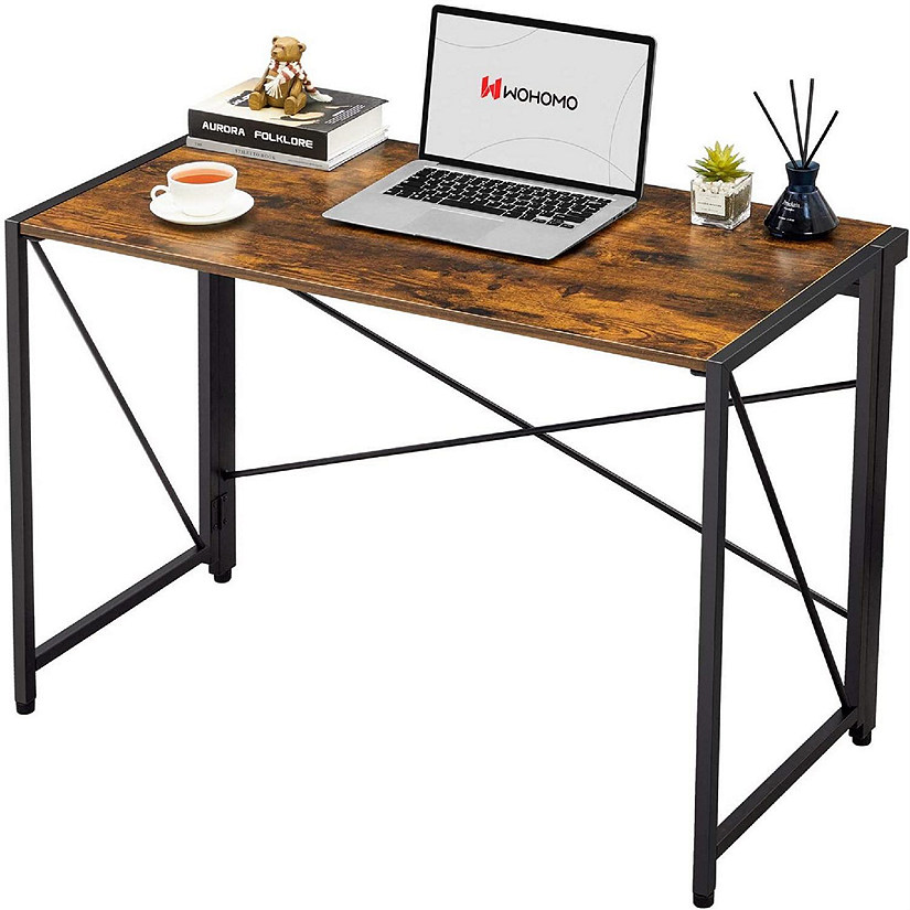 WOHOMO Modern Small Computer Folding Desk For Home Office, Caramel, 39