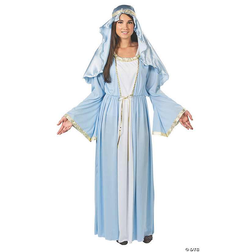 Women&#8217;s Deluxe Mary Polyester Nativity Costume with Headpiece - One Size Image