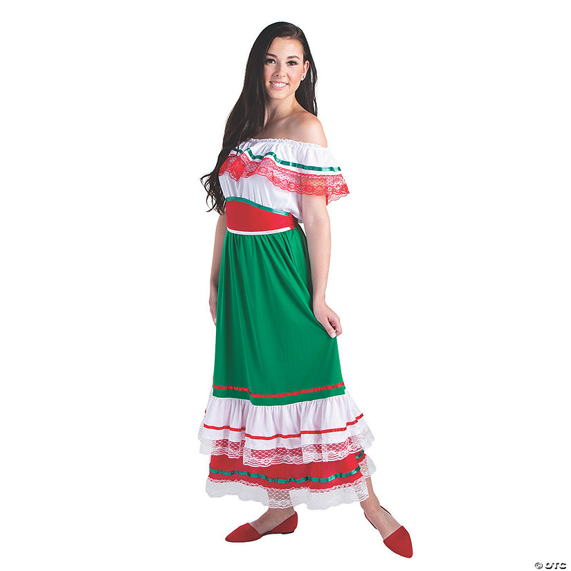 Women&#8217;s Fiesta Ruffle Dress Costume - Medium/Large Image