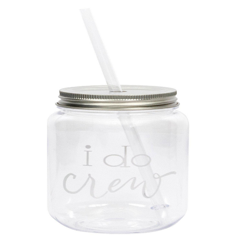 Women's  16 oz. Plastic Mason Jar with Silver Lid and Writing Image