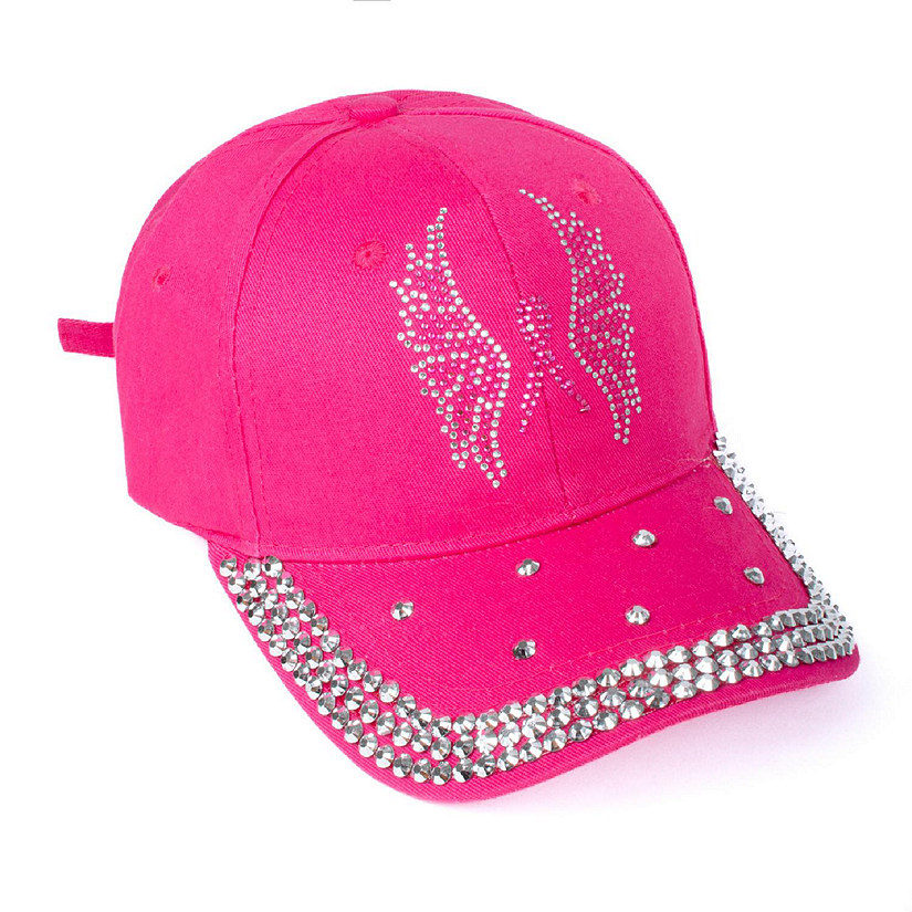 Womens Breast Cancer Awareness Bling Baseball Cap - "Angel Wings" Image
