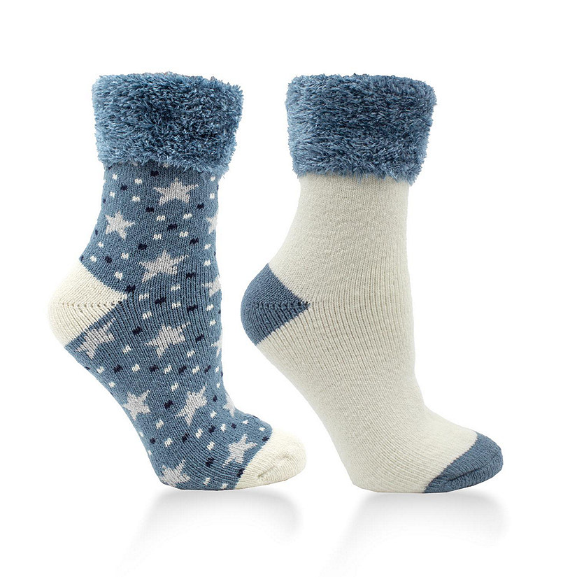 Womens Neroli and Shea Butter infused Lush N Plush 2 pack sipper socks - French Blue Image